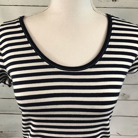 Socialite White Navy Striped Women's Small Shirt - Picture 2 of 8